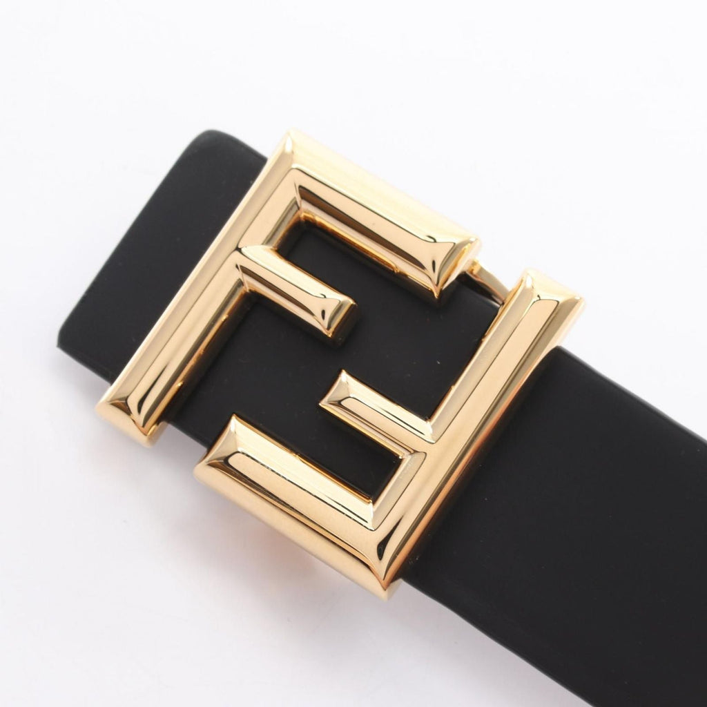 Fendi Belt Round FF Zucca Reversible Black Brown Leather