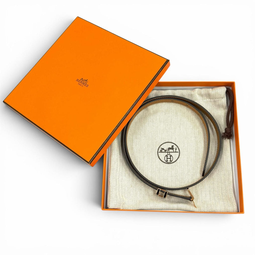 Hermes Pop 15 Black Veau Epsom Golden Rose Belt 75