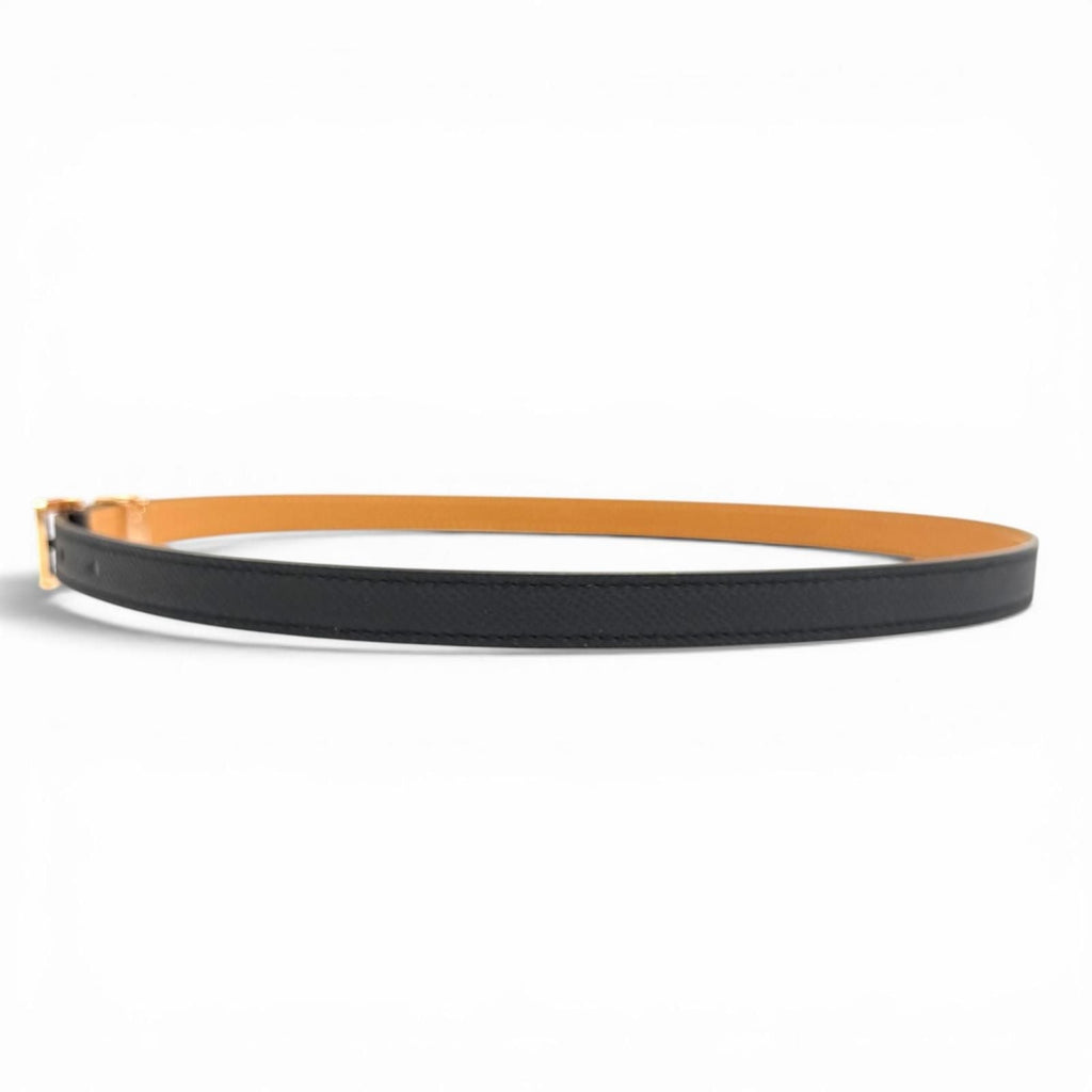Hermes Pop 15 Black Veau Epsom Golden Rose Belt 75
