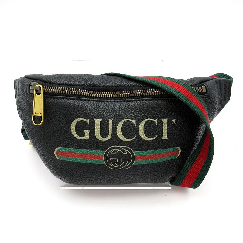 Gucci Logo Printed Small Belt Bag Leather Black