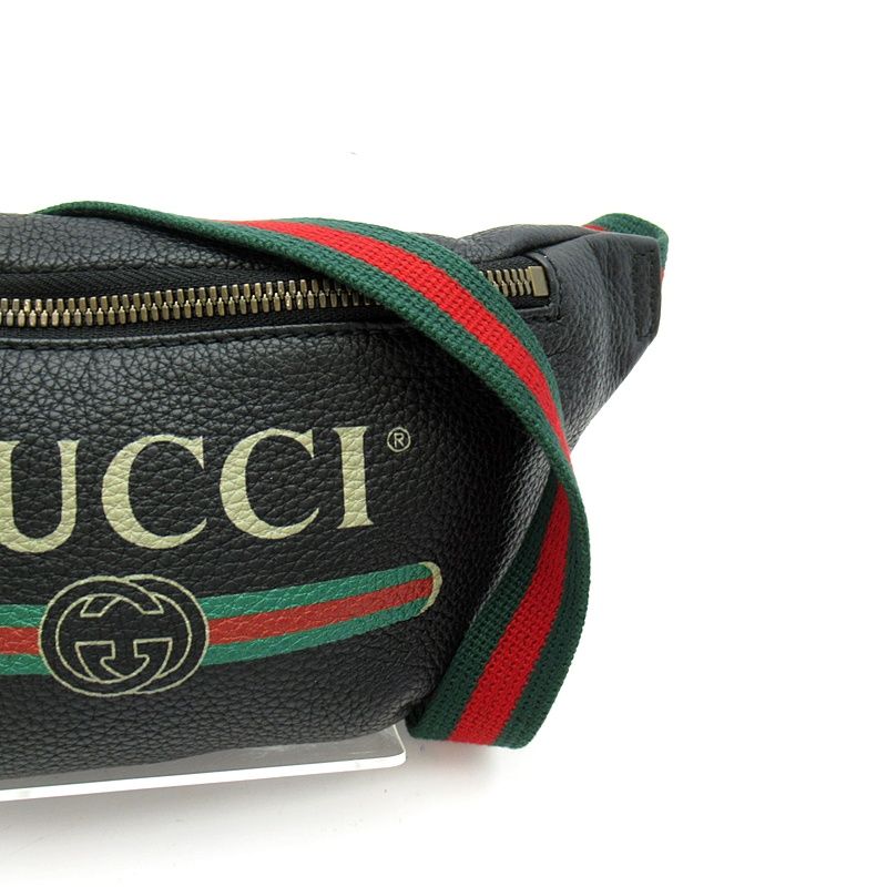 Gucci Logo Printed Small Belt Bag Leather Black