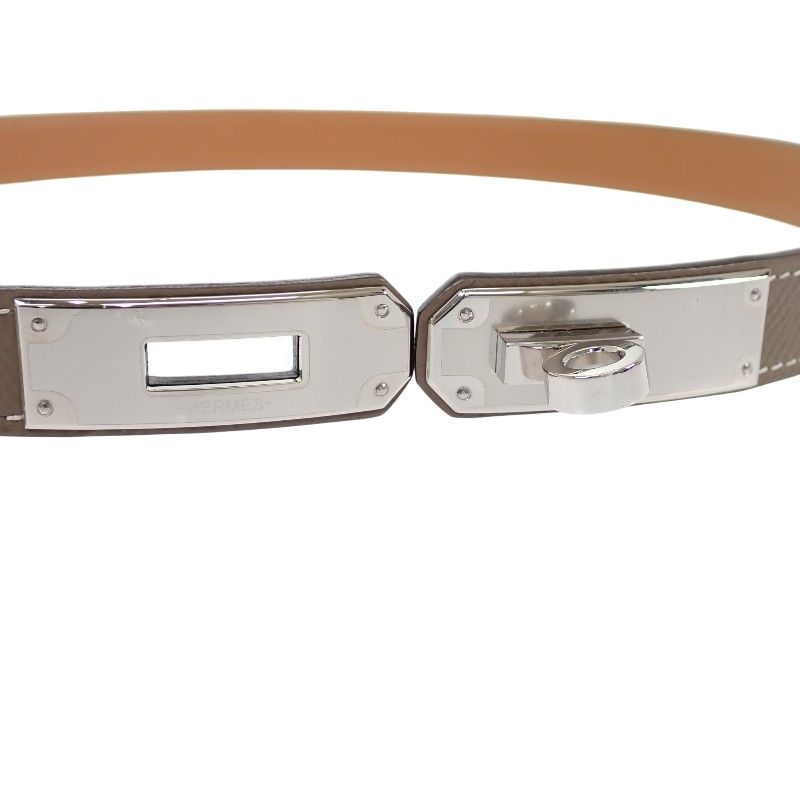 Hermes Kelly 18 Belt Veau Epsom Beige Etoupe Silver Handbag