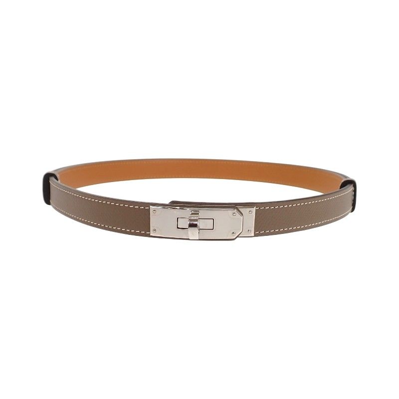 Hermes Kelly 18 Belt Veau Epsom Beige Etoupe Silver Handbag