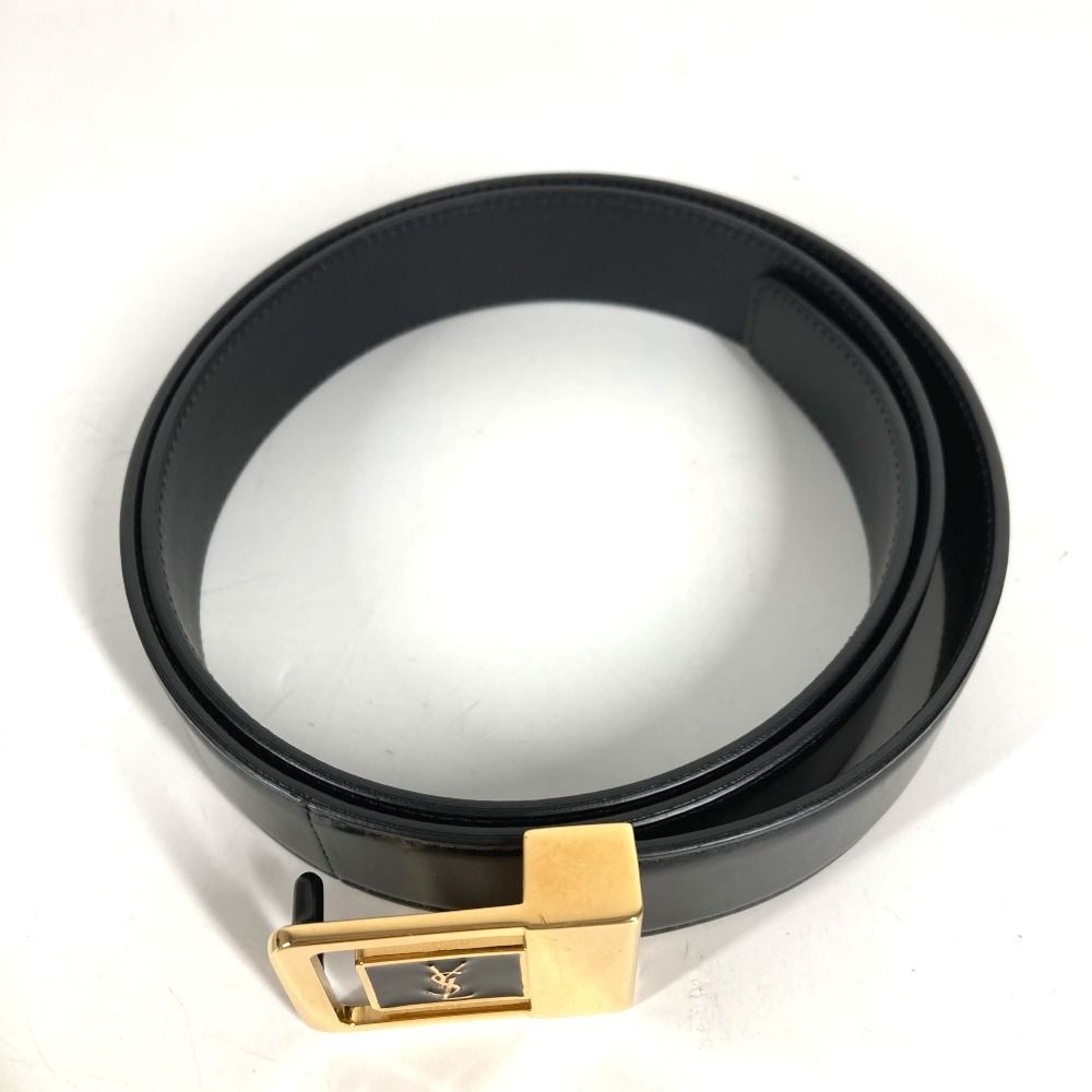 Saint Laurent Paris Belt Logo la 66 Buckle Leather Black