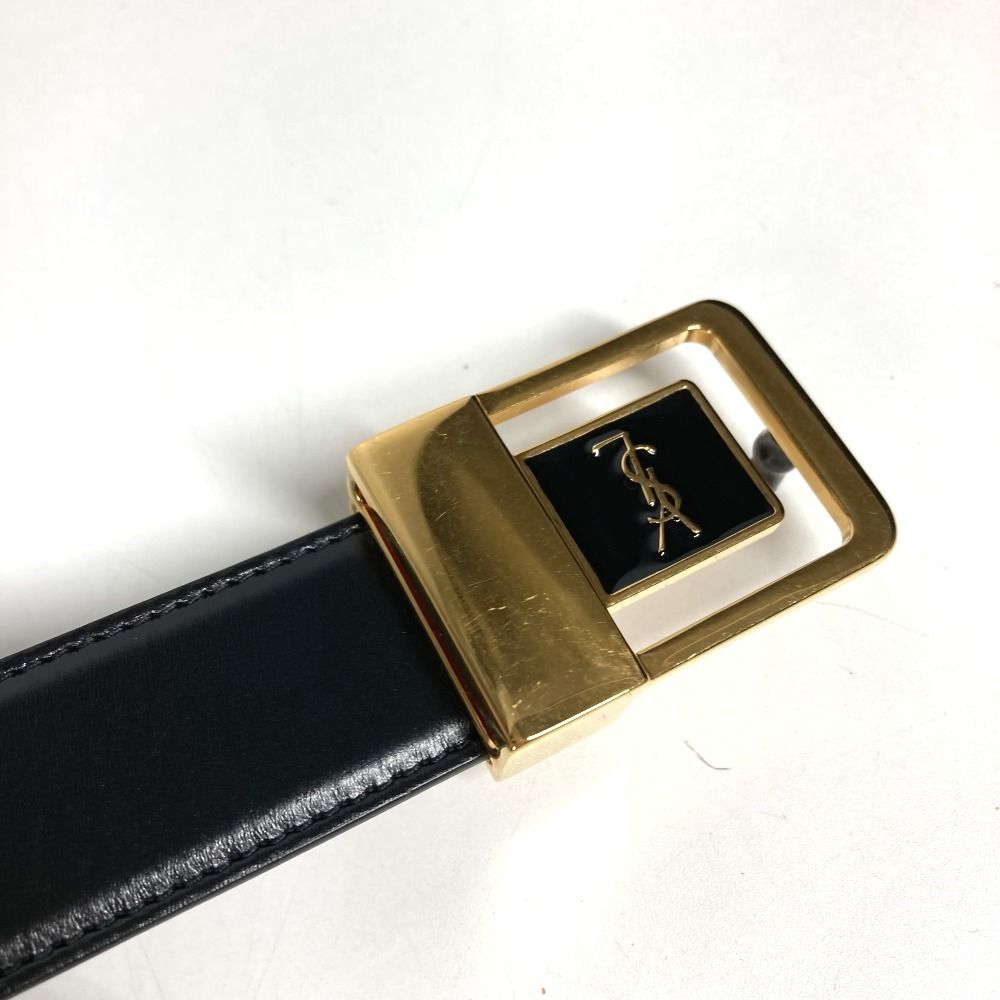 Saint Laurent Paris Belt Logo la 66 Buckle Leather Black