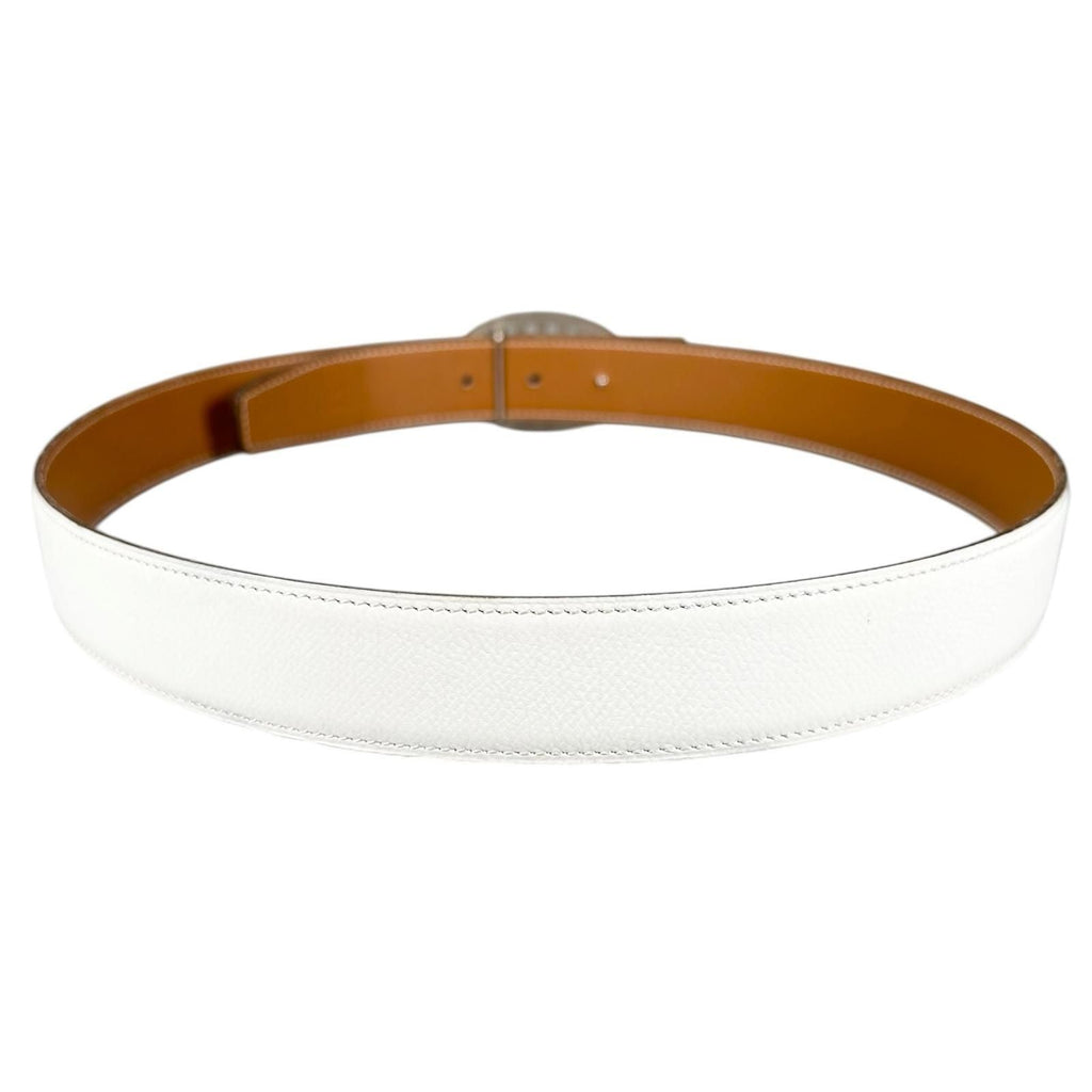 Hermes Evelyne Leather Brown White Belt Silver