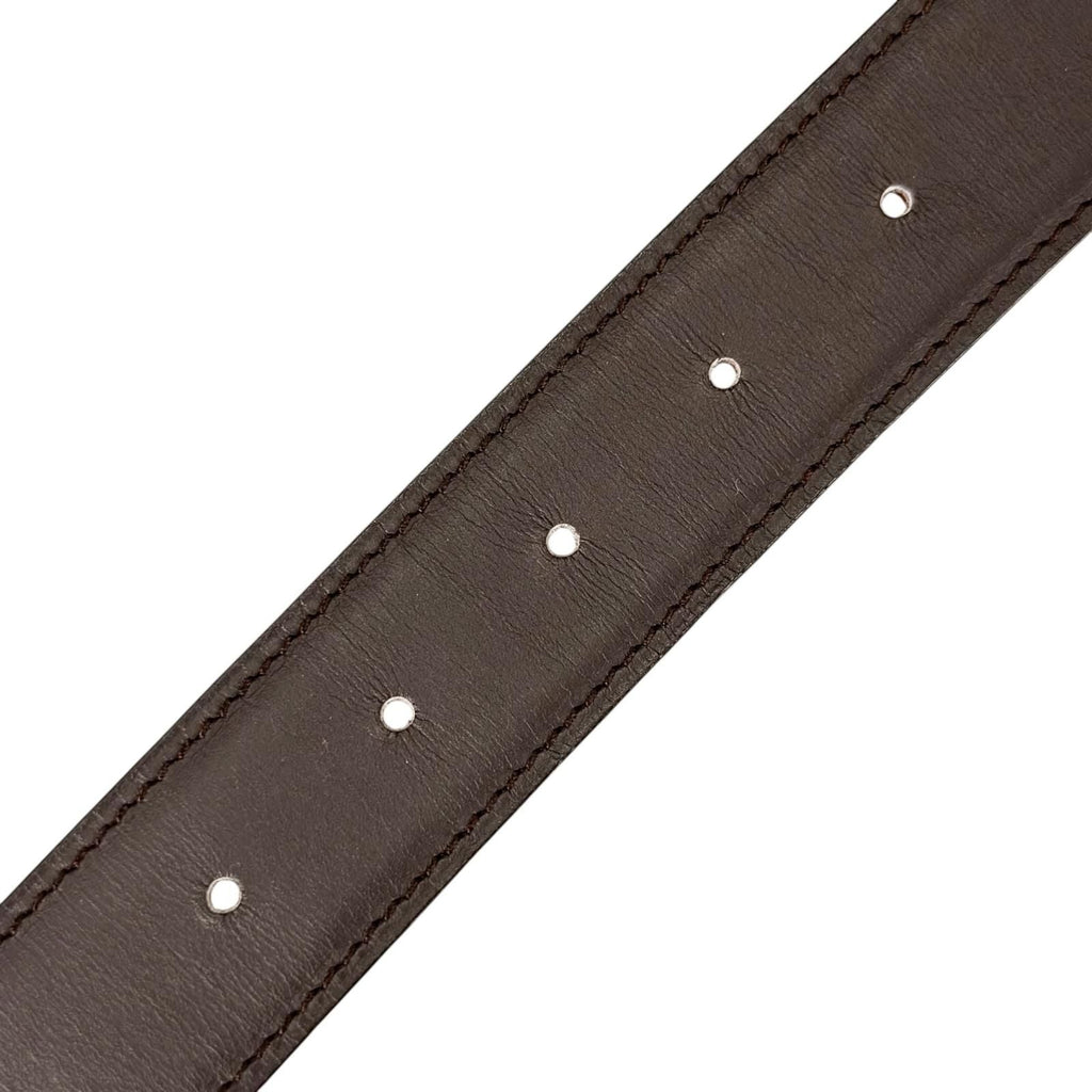 Hermes Belt Lucky Metal Leather Orange Dark Brown Silver