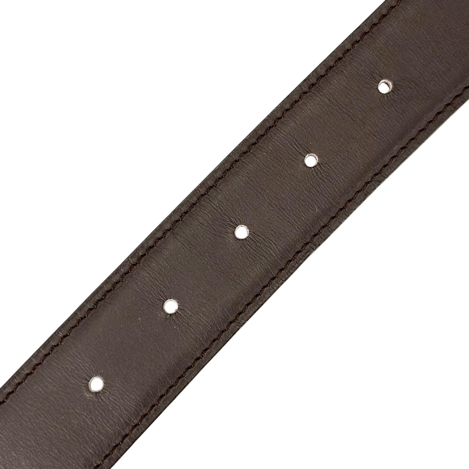 Hermes Belt Lucky Metal Leather Orange Dark Brown Silver