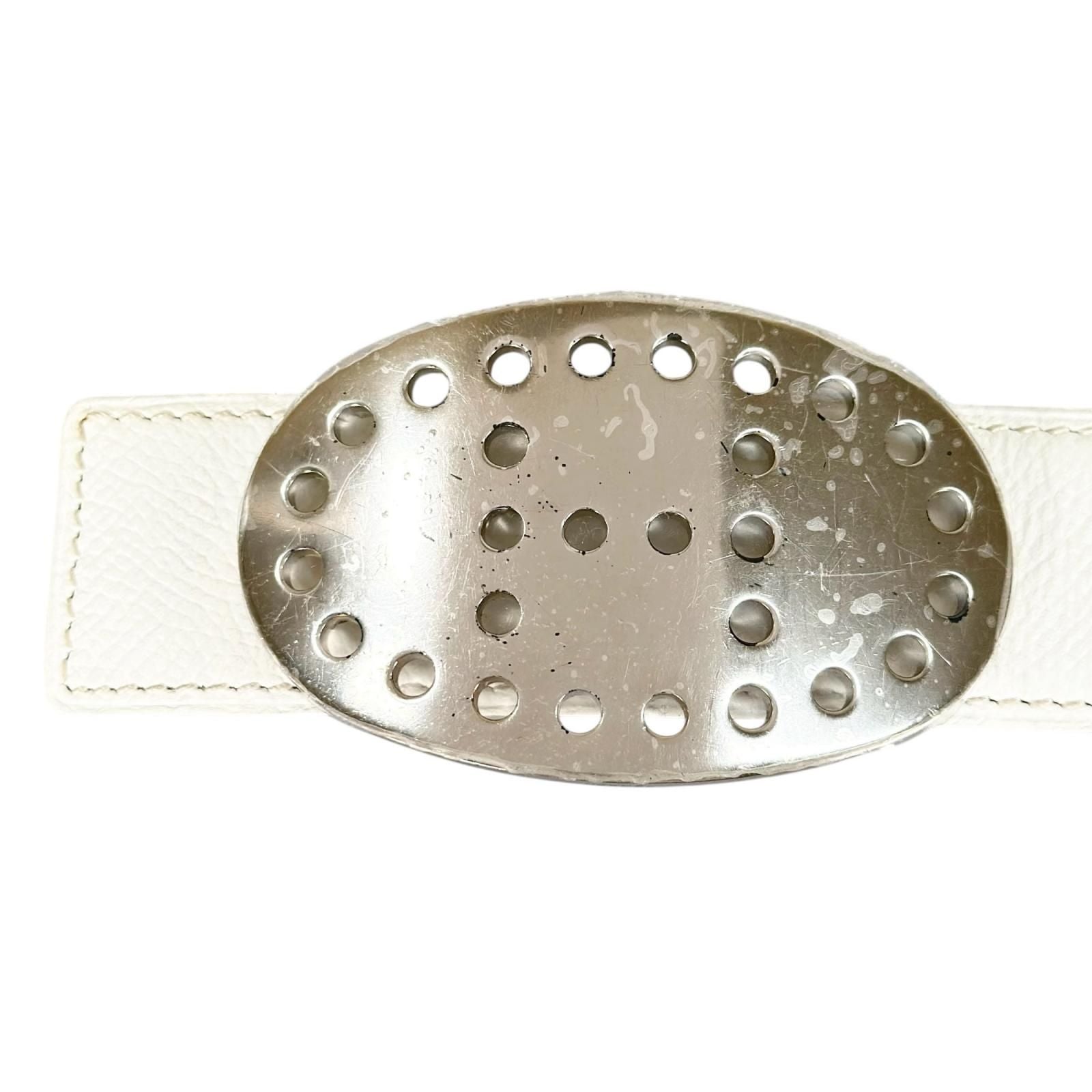 Hermes Evelyne Leather Brown White Belt Silver