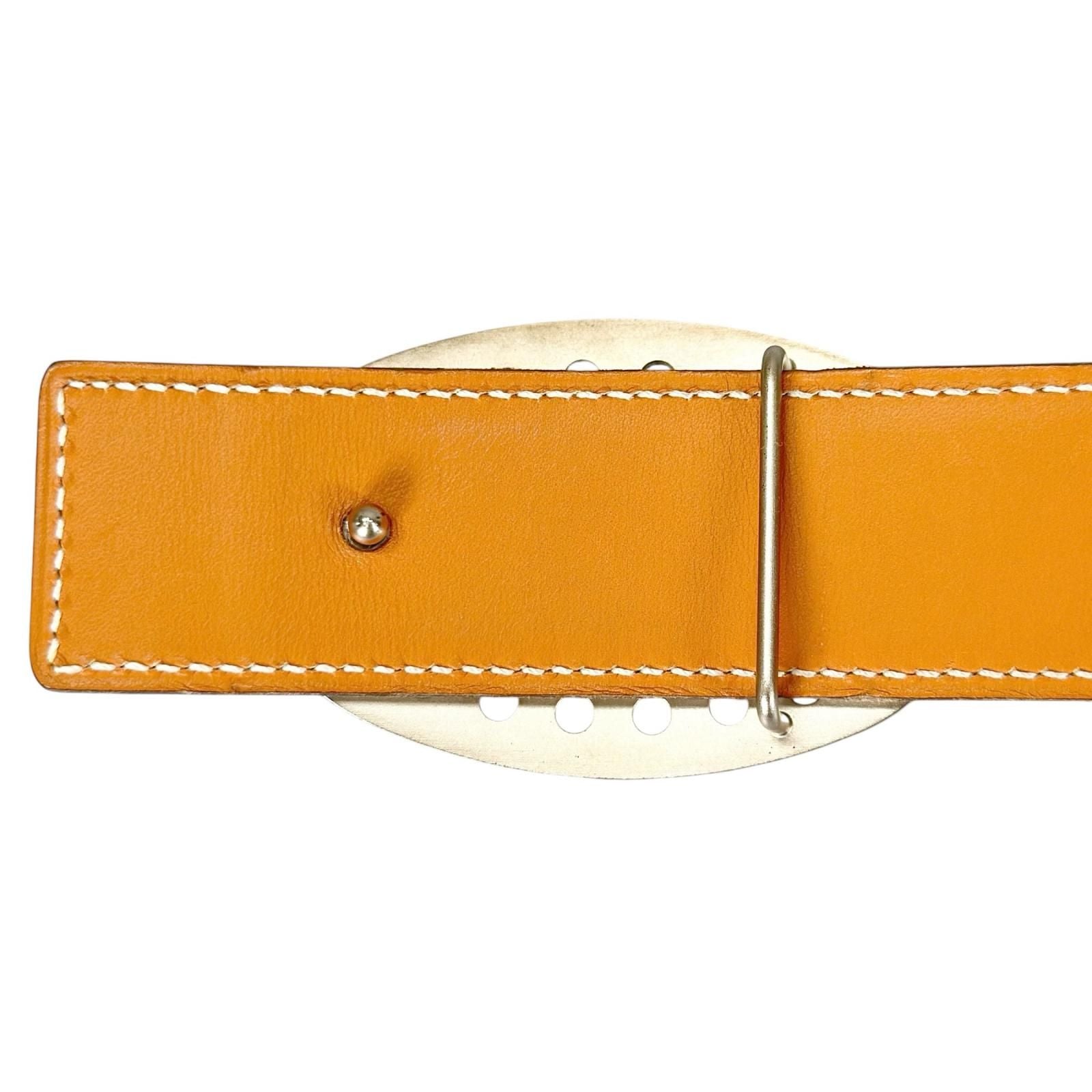 Hermes Evelyne Leather Brown White Belt Silver
