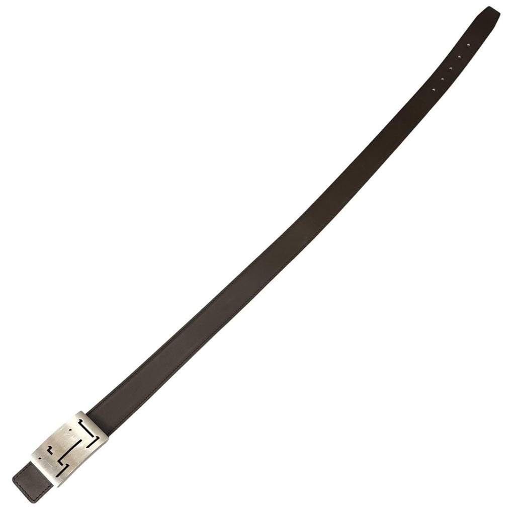 Hermes Belt Lucky Metal Leather Orange Dark Brown Silver