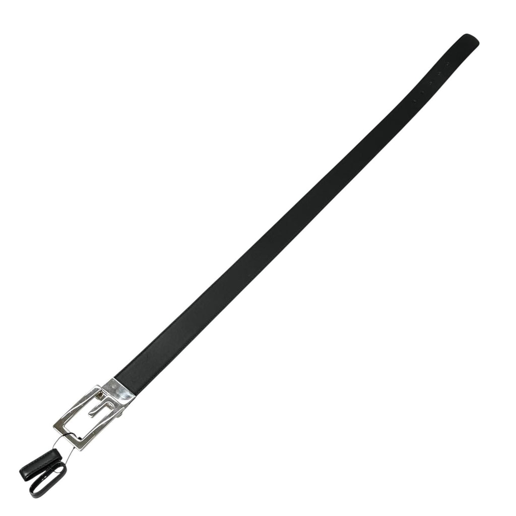 Gucci Square Leather Brown Black Belt Silver