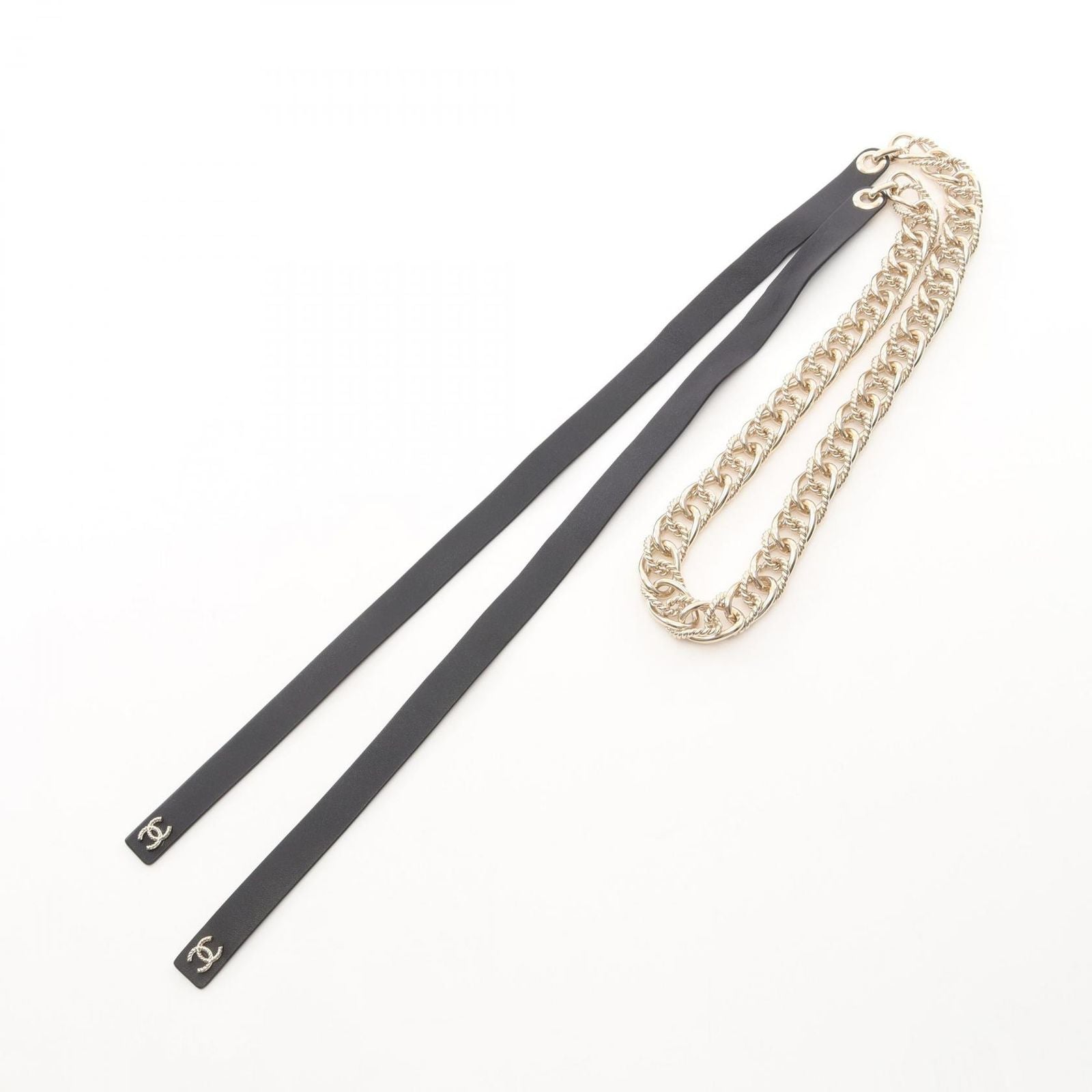 Chanel Belt CC Logo Ribbon Chain Leather