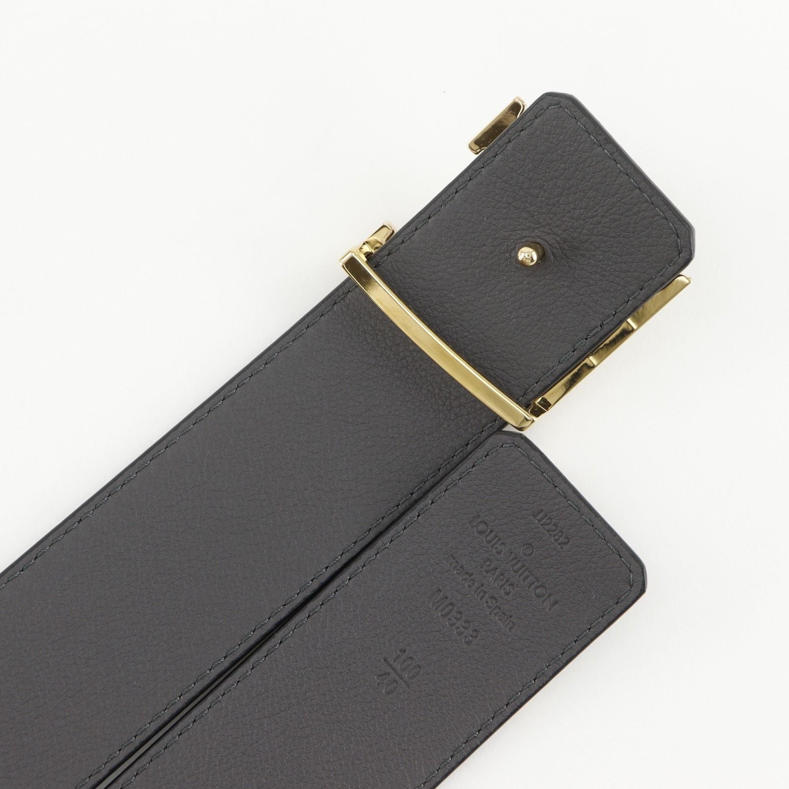 Louis Vuitton Belt LV Damier 40 Reversible Leather Gold Plated Black Gray