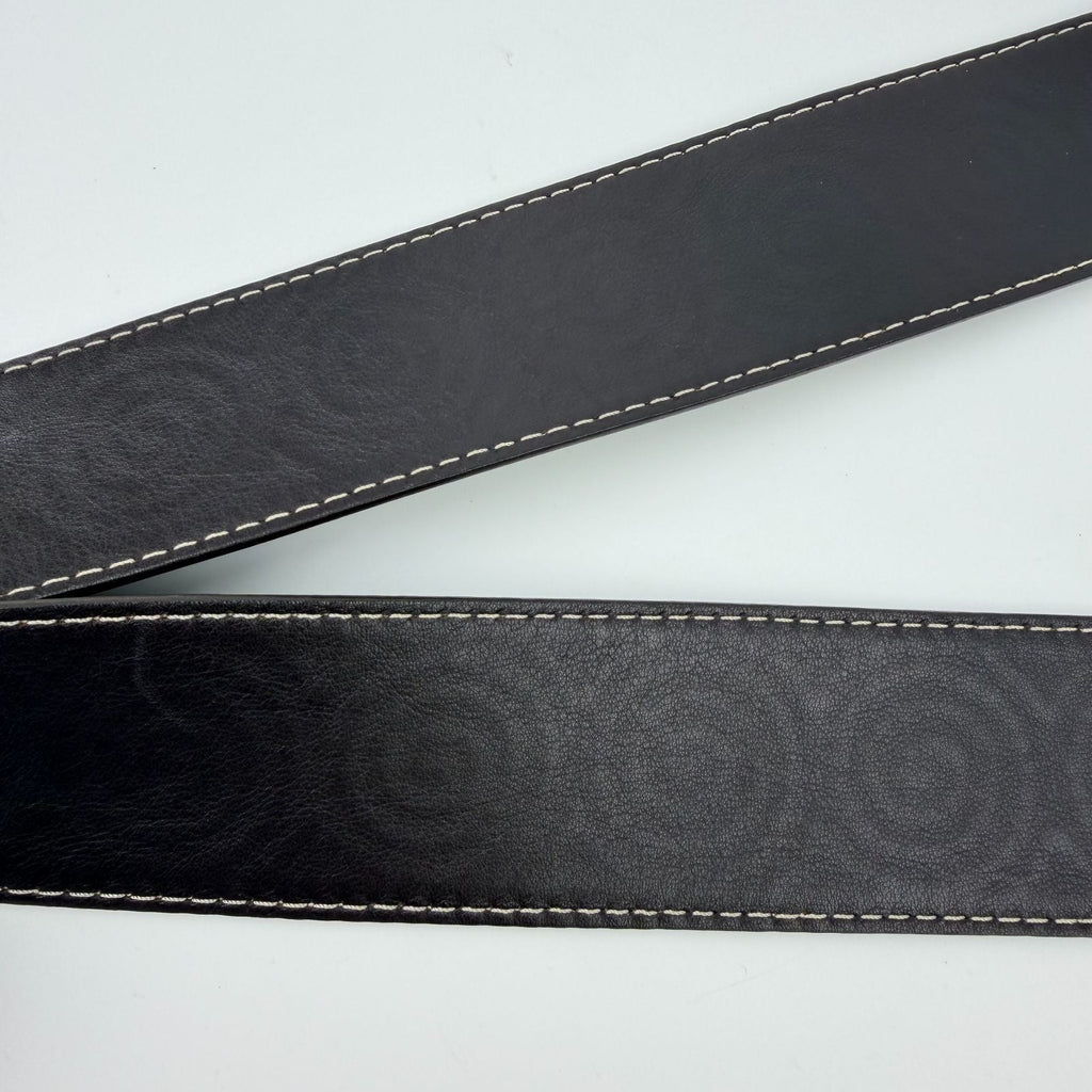 Celine Circle Buckle Spiral Pattern Leather Belt Brown Gold Vintage
