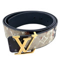 Louis Vuitton Belt Monogram Initial 95 38 Leather Navy Dark Blue Multicolor Gold