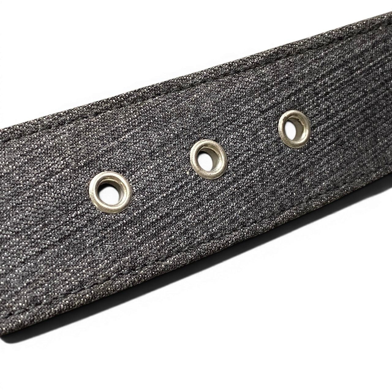 Chanel CC Logo Buckle Denim Leather Belt 36 90 Gray