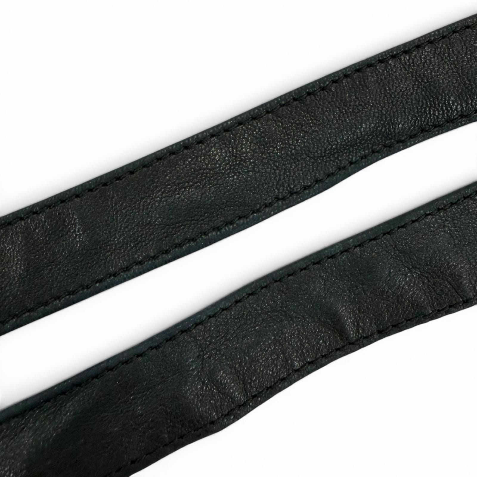 Chanel Vintage CC Logo Chain Leather Ribbon Belt Black Gold