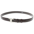 Celine Triomphe Buckle Leather Belt Silver Brown