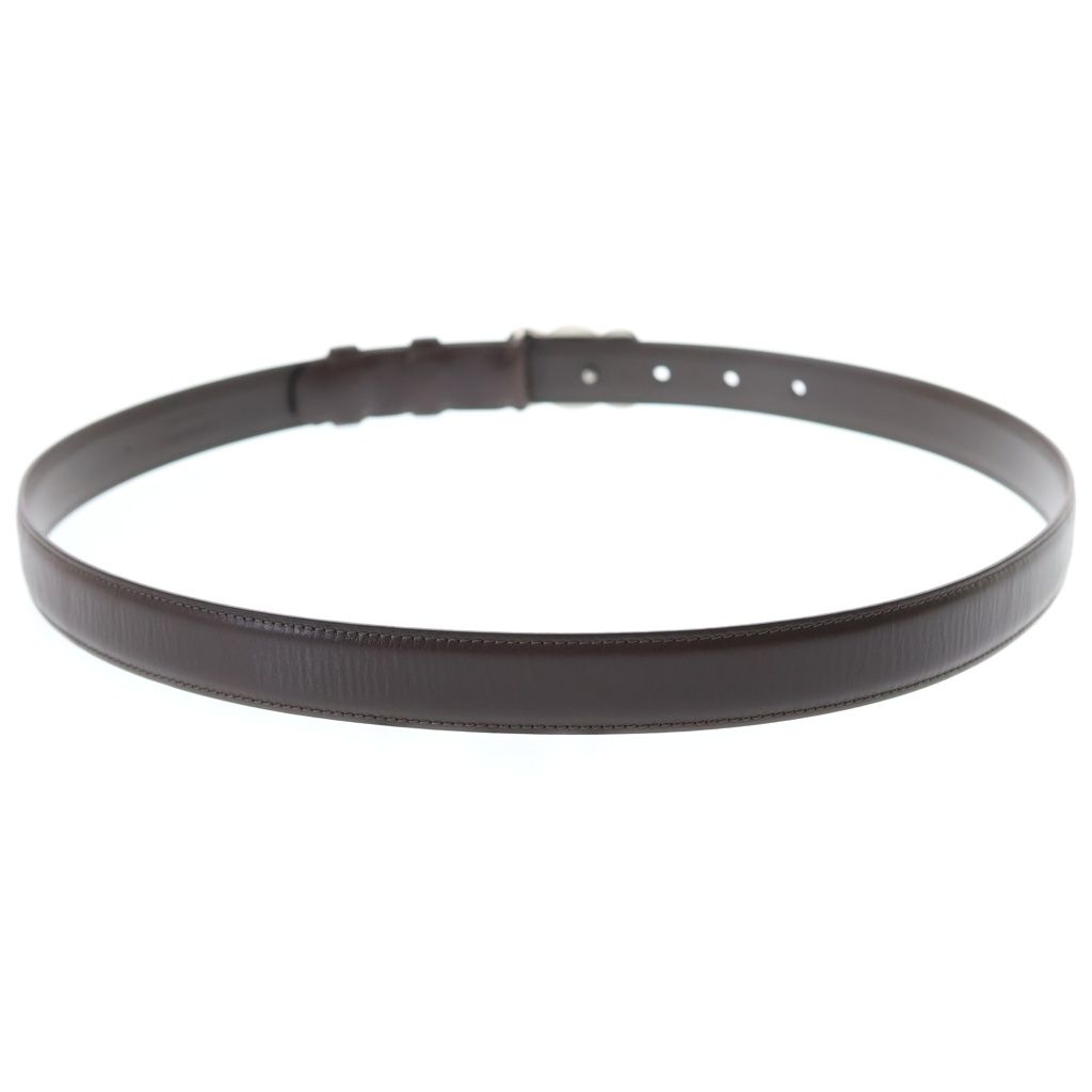 Celine Triomphe Buckle Leather Belt Silver Brown