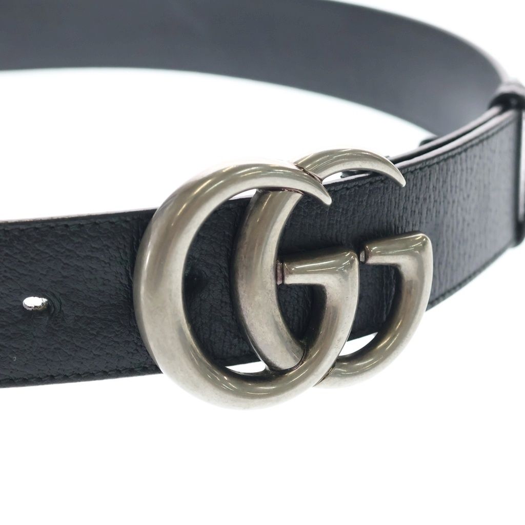 Gucci GG Marmont Leather Belt Black Silver