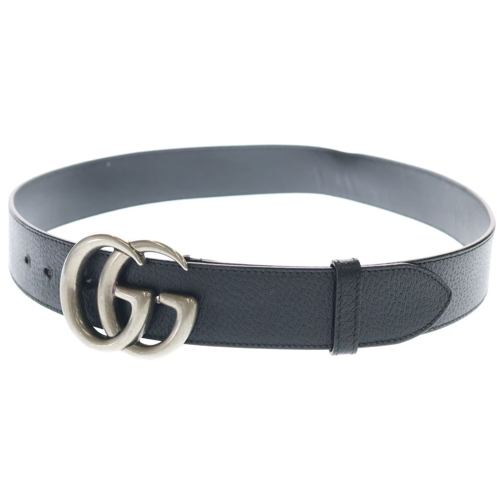 Gucci GG Marmont Leather Belt Black Silver