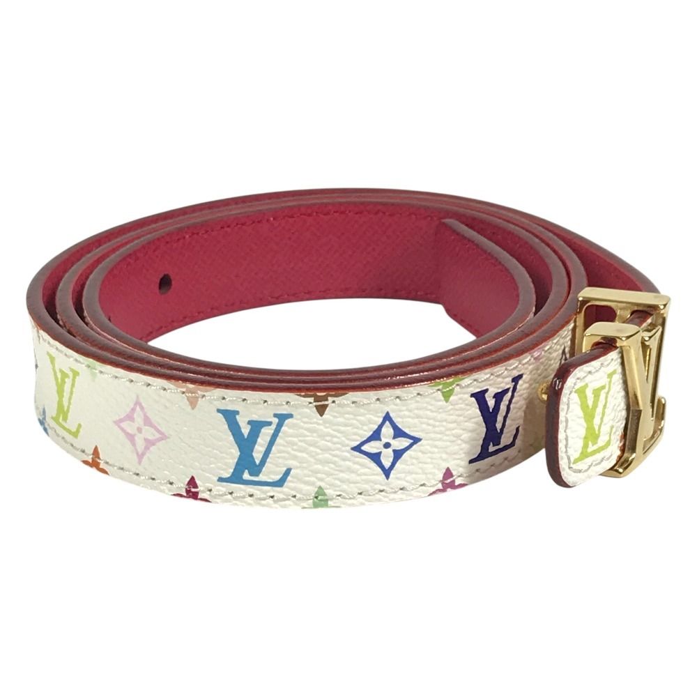 Louis Vuitton Belt Ceinture Initial Unknown Monogram Multicolor Canvas Blanc