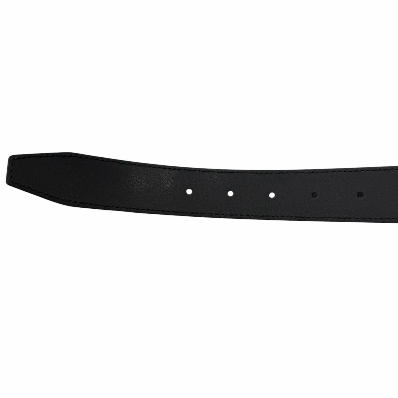 Gucci GG Logo Square Buckle Leather Belt Black Silver 90 36 Recommended