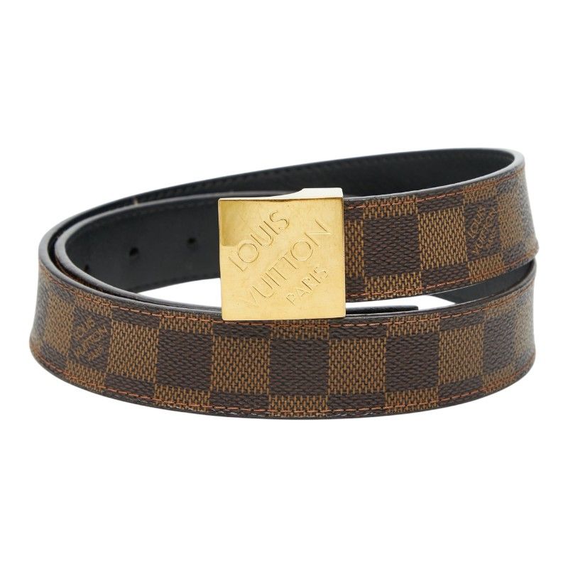 Louis Vuitton Damier Ceinture Classic Carre Belt 80 32 Brown Leather