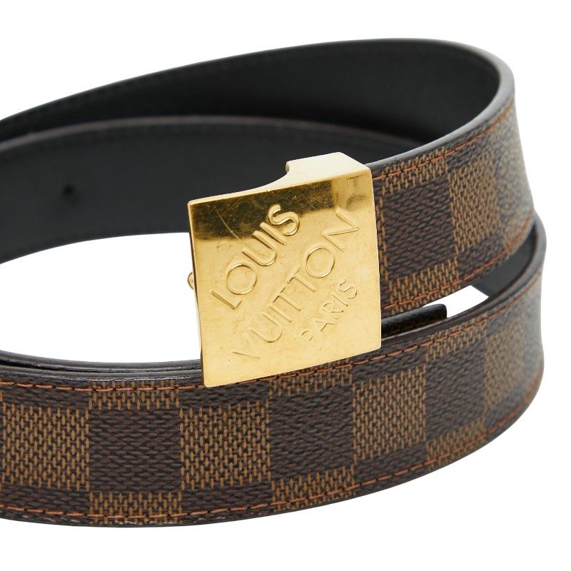 Louis Vuitton Damier Ceinture Classic Carre Belt 80 32 Brown Leather