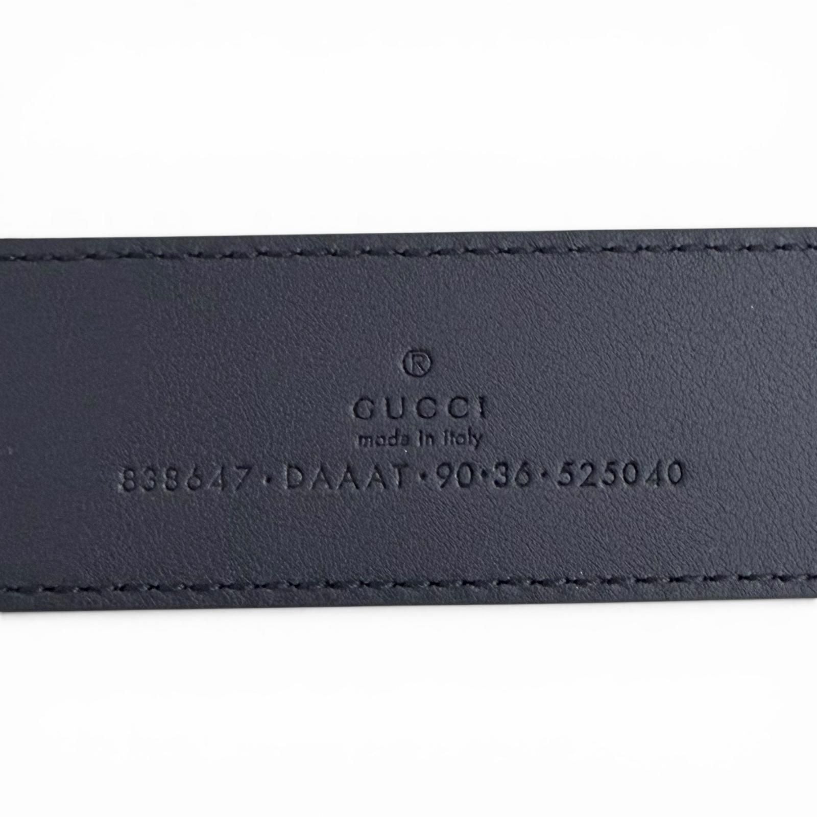 Gucci Daaat Web Detail Buckle Leather Belt Navy Silver 90 Recommended