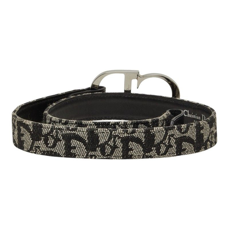 Dior Trotter CD Logo Buckle 70 Black White Canvas Leather Belt