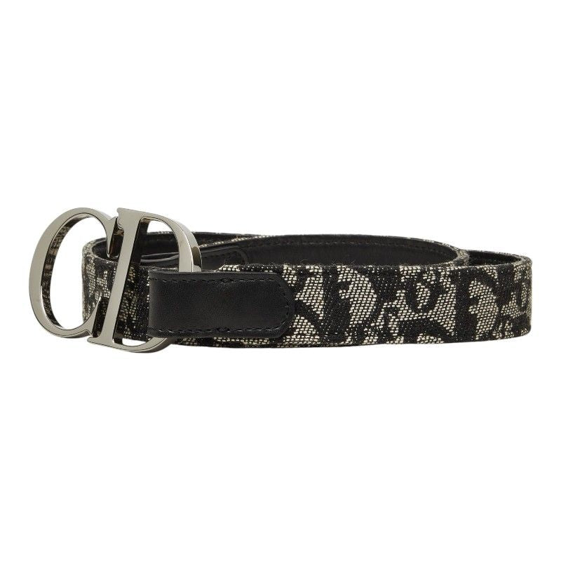 Dior Trotter CD Logo Buckle 70 Black White Canvas Leather Belt