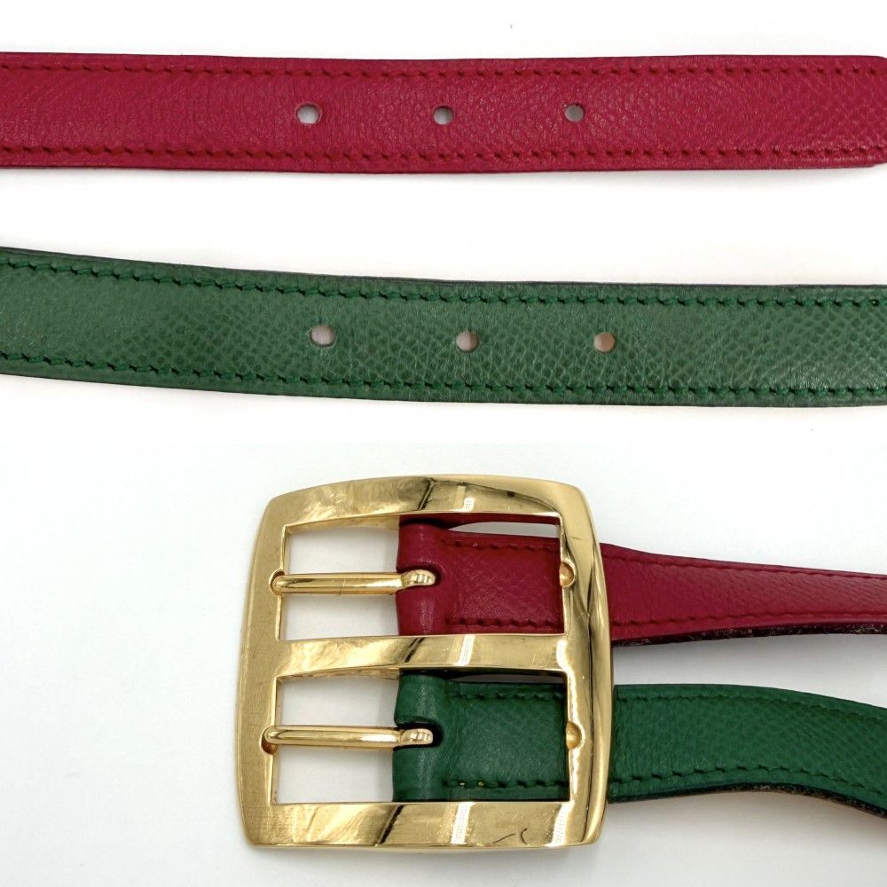 Hermes Belt Reversible 90 Leather Red Green Gold