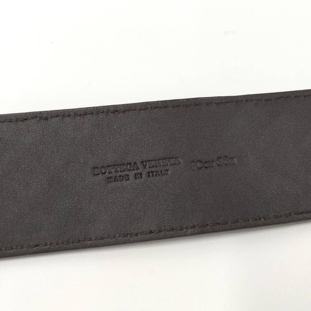 Bottega Veneta Intrecciato Belt Leather Dark Brown Silver