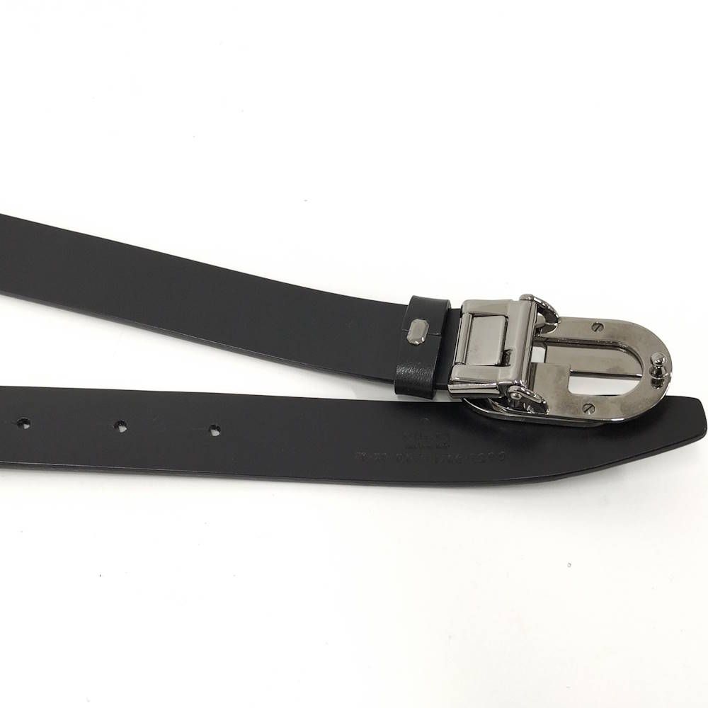 Gucci Belt Interlocking Leather Black Silver 70.28