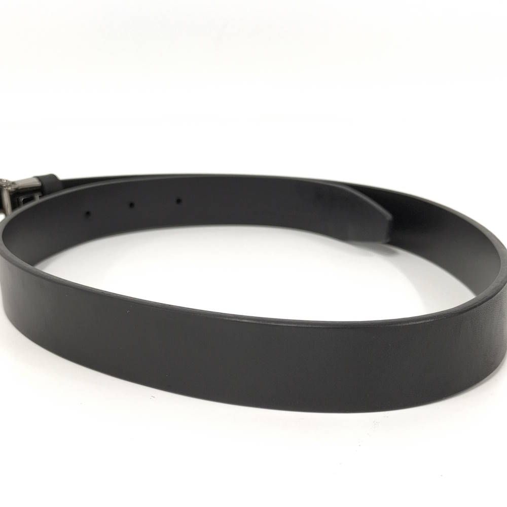 Gucci Belt Interlocking Leather Black Silver 70.28