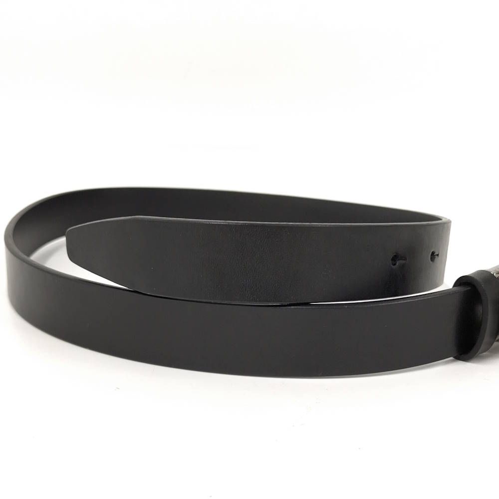 Gucci Belt Interlocking Leather Black Silver 70.28