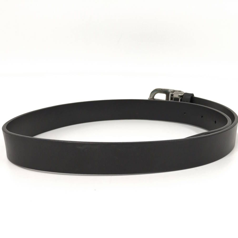 Gucci Belt Interlocking Leather Black Silver 70.28
