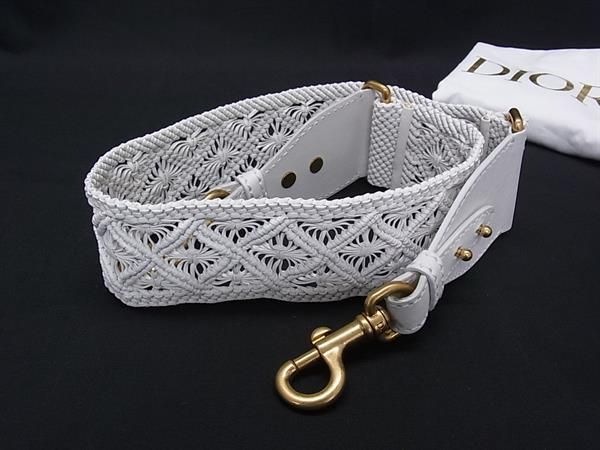Dior Leather Bag Shoulder Strap Belt White