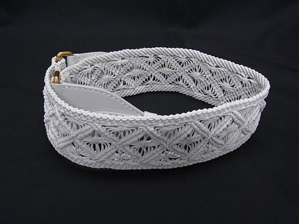 Dior Leather Bag Shoulder Strap Belt White