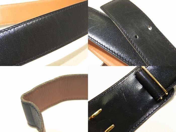 Hermes Antique Belt Carriage Buckle Black Leather Gold