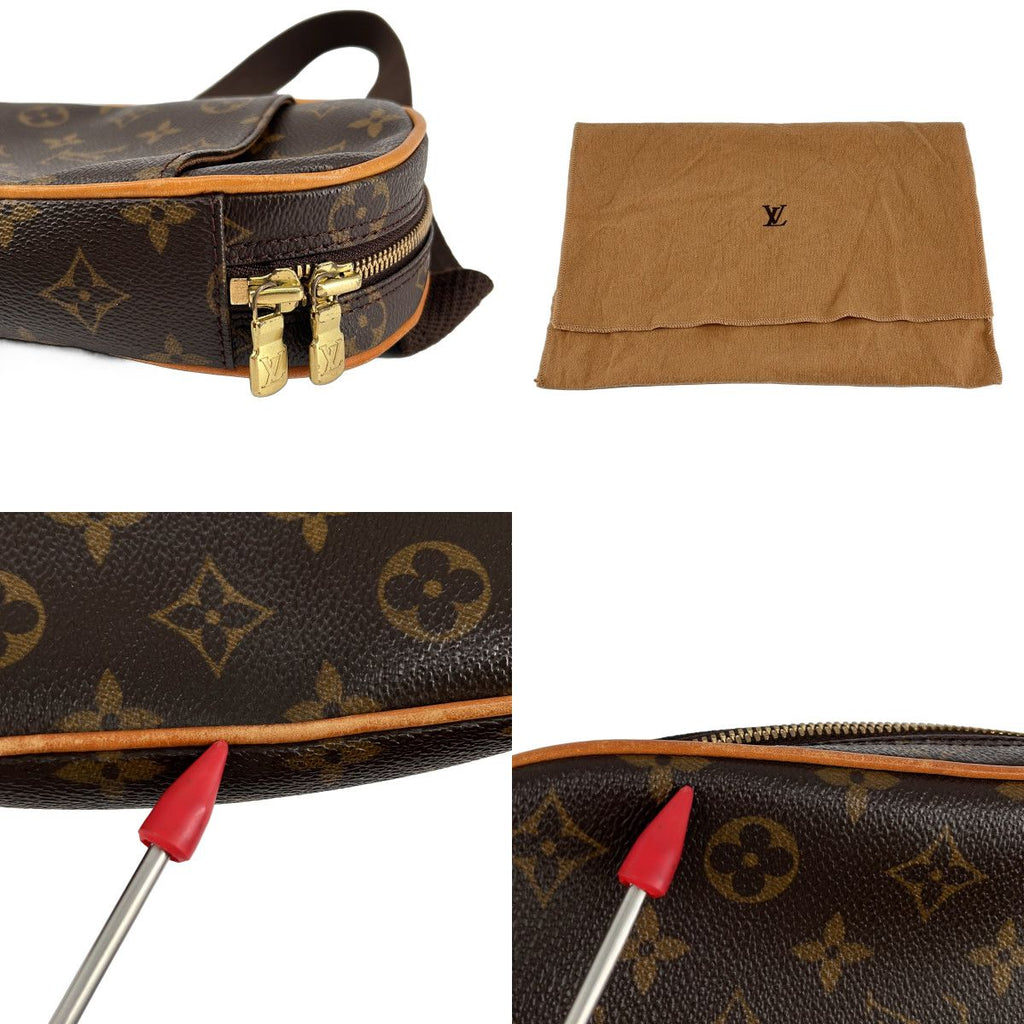 Louis Vuitton Pochette Gange Leather Monogram Belt Bag Brown