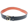 Gucci GG Supreme Reversible Belt Black Orange Leather Gold