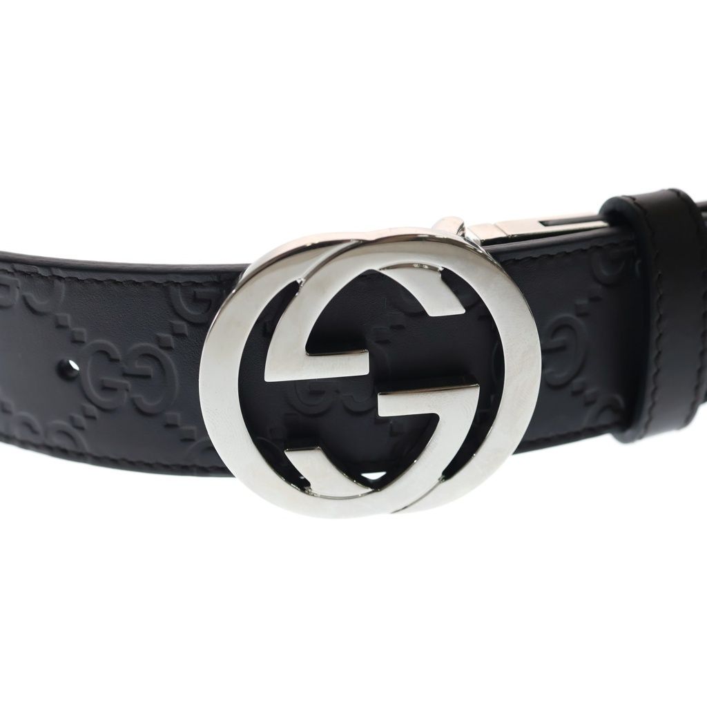 Gucci Interlocking Leather Belt Brown Silver