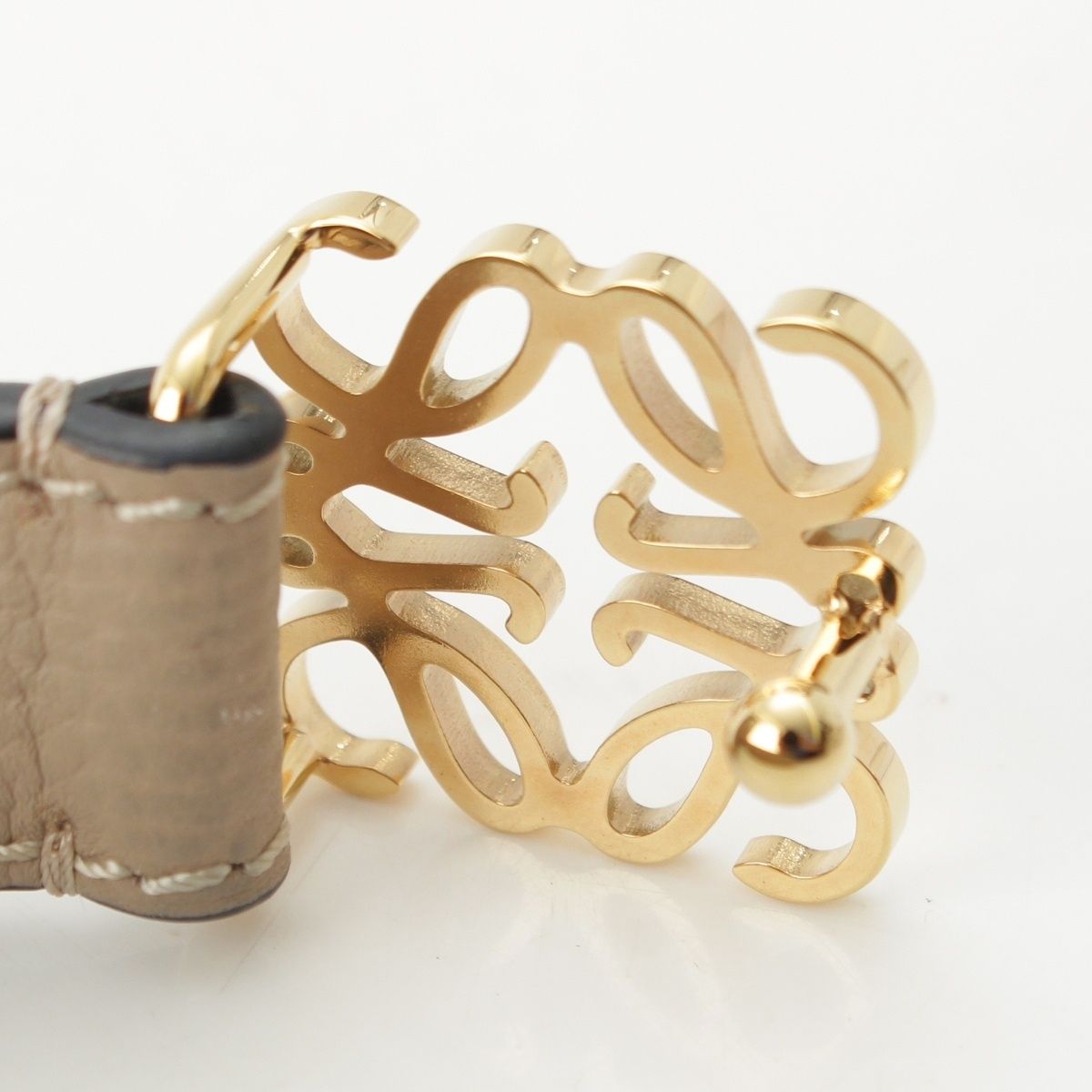 Loewe Anagram Buckle Belt Beige Gold 70