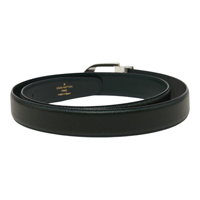 Louis Vuitton Taiga Ceinture Plain Belt Dark Green Silver Leather