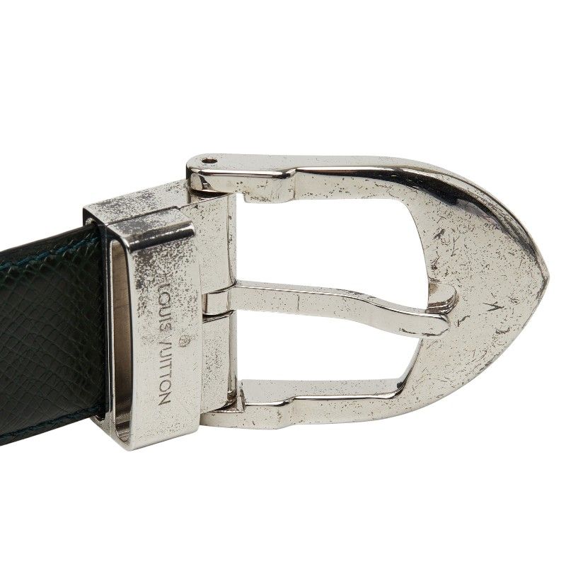 Louis Vuitton Taiga Ceinture Plain Belt Dark Green Silver Leather