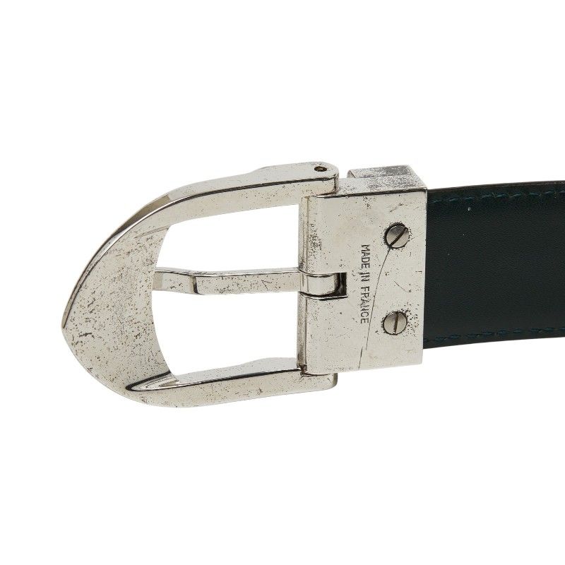 Louis Vuitton Taiga Ceinture Plain Belt Dark Green Silver Leather