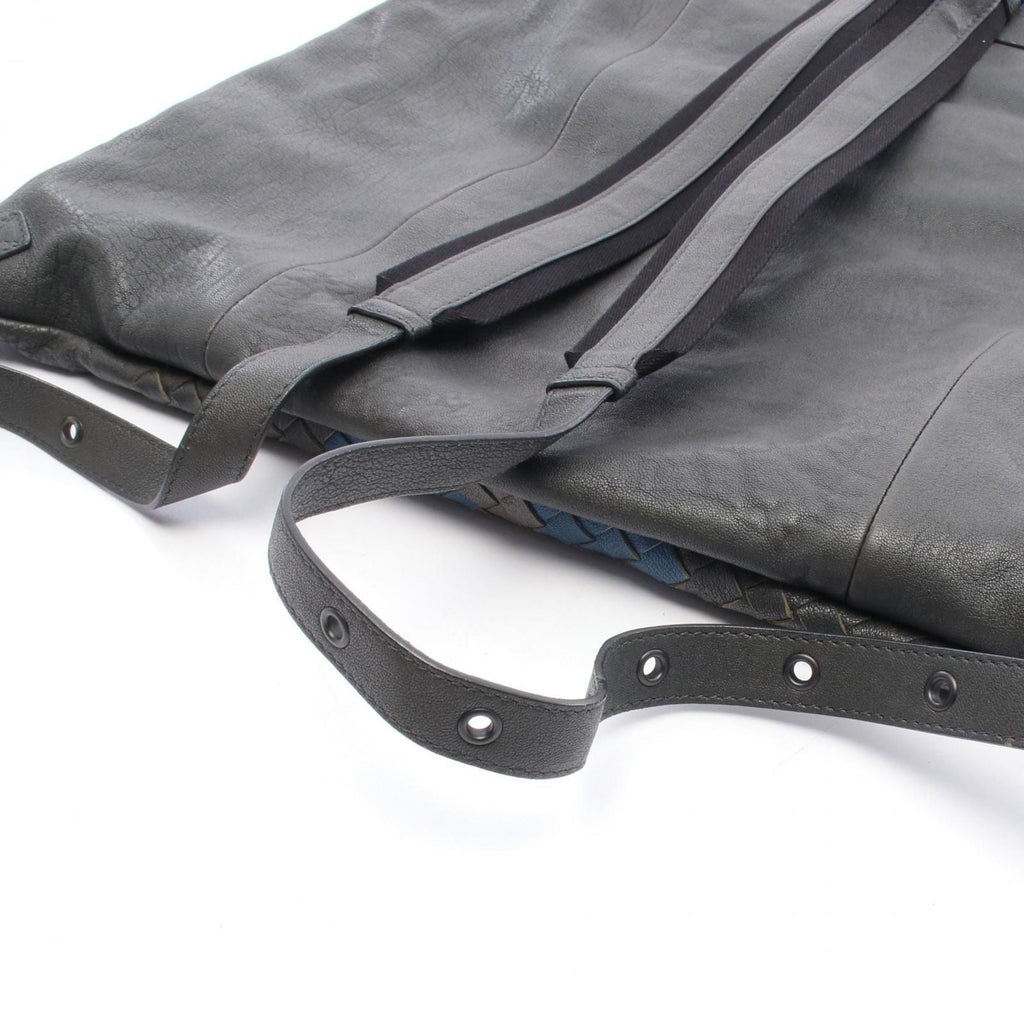 Bottega Veneta Backpack Intrecciato Gray Blue Leather